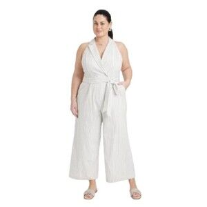 Tailored Stripe Jumpsuit Women’s size XXL NWOT Tie Waist Elegant Career Cocktail